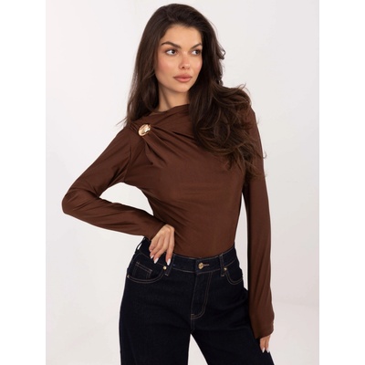 Factory Dámske elegantné body s drapovaním a ozdobnou sponou Biela