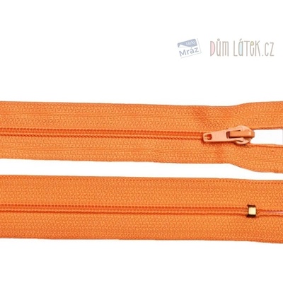 Zips špirálový 3mm nedeliteľný 60cm oranžová