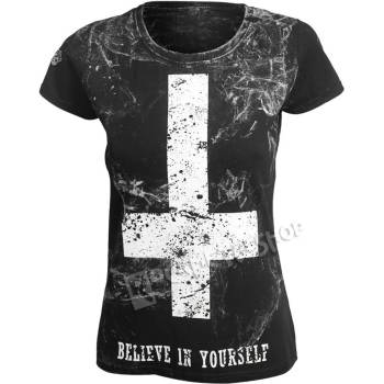 Image 1 of AMENOMEN тениска хардкор дамски - ВЯРВАЙ В СЕБЕ СИ - amenomen - omen003da allprint БЯЛ