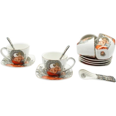 HOME ELEMENTS šálky s podšálky a lžičkami Mucha 6 x 250 ml
