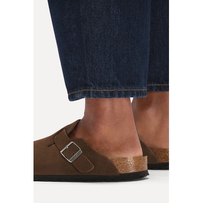 Birkenstock чехли с равна подметка от велур Boston SFB LEVE (1031641)
