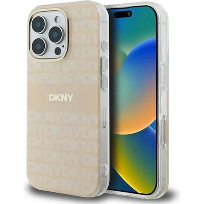 DKNY Калъф за iPhone 16 Pro Max DKNY с повтаряща се текстура и райета - розов (3666339335410)