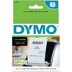 DYMO 2191636, 57 мм x 91 м, бели нелепящи касови бележки (2191636)