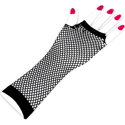 Dlouhé společenské rukavice síťované, bezprsté černá – Sleviste.cz