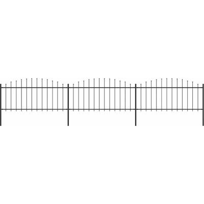 OMAXI Zahradní plot s kopím nahoře ocelový 504 x 75 cm černý 714349