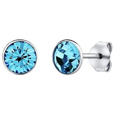 Silvego Strieborné náušnice kôstky Malia s modrými Swarovski Zirconia 6 mm ZT825046EBSW