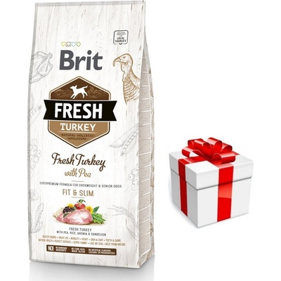 Brit Fresh Пуйка и грах за възрастни кучета Fit & Slim 12кг + безплатна изненада за кучето
