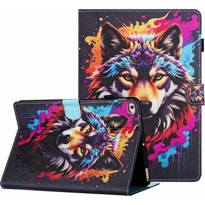 Vsetkonamobil 67245 ART Zaklápacie puzdro pre Apple iPad 9.7 2017 / 9.7 2018 / iPad Air 1 / 2 COLORFUL WOLF