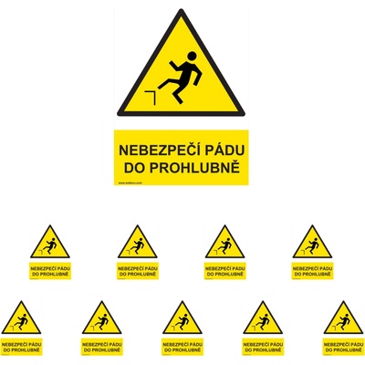 Walteco Nebezpečenstvo pádu do prehlbne 210x297mm, formát A4, plastová tabuľka Množstvo: 10 ks , 20024BP2