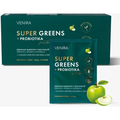 Venira super greens + probiotiká jablko 30 sáčkov