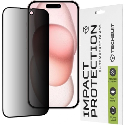 Techsuit Протектор за iPhone 15 / iPhone 16 - 111D Privacy Full Glue - Черен