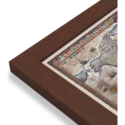 RayWorld Svět - nástěnná mapa Ray World Retro 136 x 92 cm Varianta: mapa v dřevěném rámu, Provedení: Pegi višeň