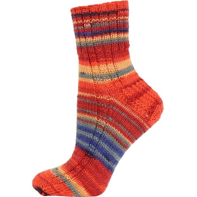 Vlna-hep Best socks 6-fach - 7375 oranžovo-červeno-modrá