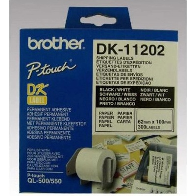 Brother papierové štítky 62mm x 100mm, biela, 300 ks, DK11202, pre tlačiarne rady QL