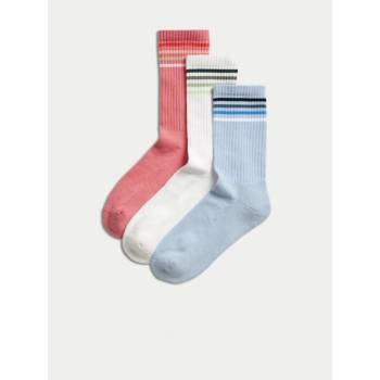 Marks & Spencer Balení 3 párů kotníkových ponožek ze směsi bavlny bílá