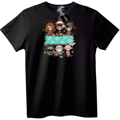NOONEBRAND Тениска Коледен Chibi Harry Potter - 2XL, White