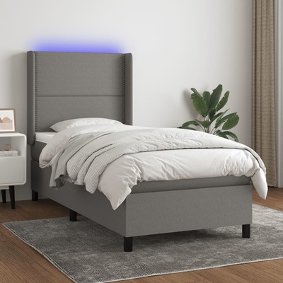 Petrashop 3138214 boxspring postel s matrací a LED tmavě šedá textil