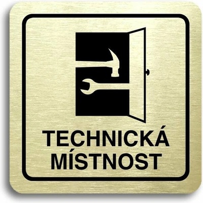 Accept Piktogram „technická miestnosť“ (80 × 80 mm) (zlatá tabuľka – čierna tlač)