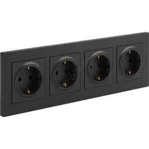 Legrand - Четворна домакинска SCHUKO розетка 250V/16A NILOE STEP черна (LR0116F)
