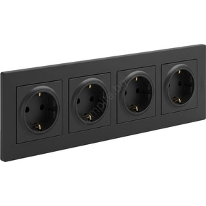 Legrand - Четворна домашна SCHUKO розетка с рамка NILOE STEP 250V черна (LR0116F)