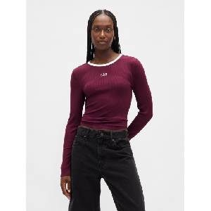GAP Ребрести тениска с лого GAP GAP | Cherven | ЖЕНИ | XXS