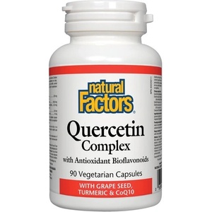Natural Factors Quercetin Complex/ Кверцетин комплекс с Биофлавоноиди + гроздово семе, куркума и коензим Q10 х 90 капсули Natural Factors (1388 NF)