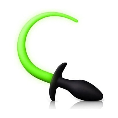 Ouch! Glow in the Dark Silicone Puppy Tail Plug, silikonový svítící anální kolík psí ocas 7,5 x 3,2 cm