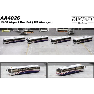 JC Wings Airport Accessories Airport Bus US Airways Set of 4 1:400