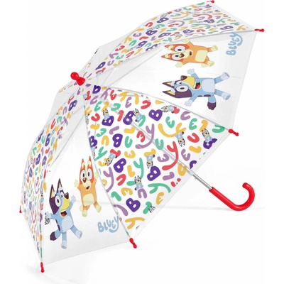Happy Rain Kids Poe Bluey Letters dětský průhledný deštník červený