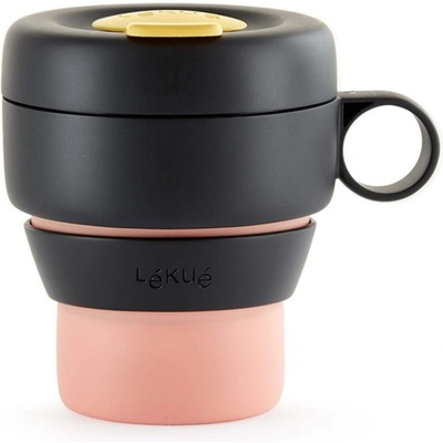 Сгъваема чаша Lekue On The Go 1010233, 350 мл, -20/+100°C, Херметично затваряне и непропускливост, Корал (1010233)