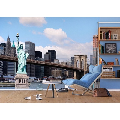 Ag Design FTNXXL-0426 Vliesová fototapeta na zed' Brooklynský Most a Socha Svobody, rozměry 360 x 270 cm