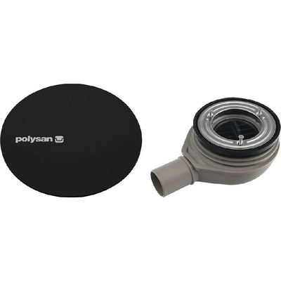 Polysan - Vaničkový sifón Mirai, priemer 90 mm, s krytkou, matná čierna 72730B
