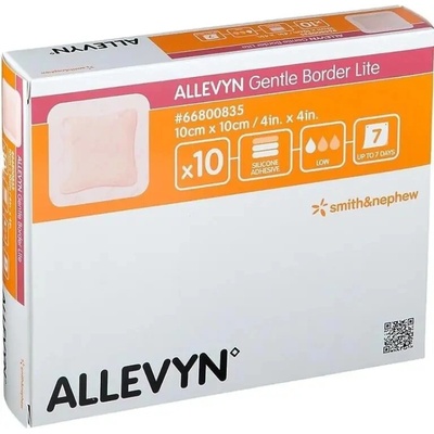 Allevyn Ag Gentle Border Krytie na rany 10 x 10 cm adhezívne krytie so silikónom s obsahom striebra 10 ks