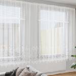 Pure Line Home Готово бяло дантелено перде с флорален мотив Ирис, височина 220 см