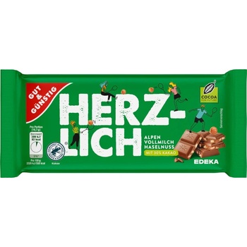 Gut & Günstig Alpská mléčná čokoláda s lískovými ořechy 100 g