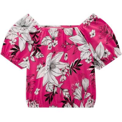 Kyly dievčenský crop top Kvety ružový