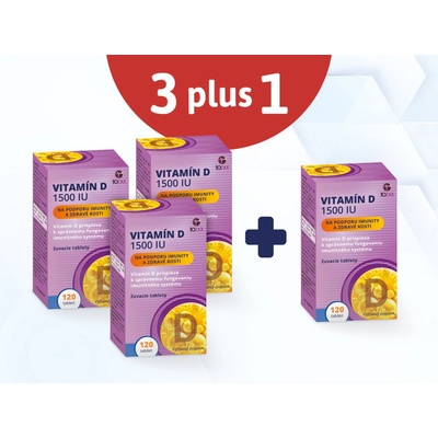 Tozax Vitamín D 1500 IU 120 cmúľacích tabliet 3+1