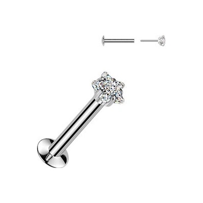 Šperky4U Piercing do brady hvězdička PUSH IN labreta LB1142
