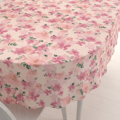 Biante Sametový oválný ubrus Tamara TMR-039 Růžovo-fialové akvarelové květy na světle lososovém 130x160cm