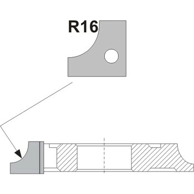 VBD R16 zaoblovací vydutá, 1/4 kruhová