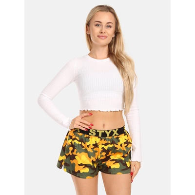 Styx Зелено и жълто дамски шарени шорти за сън Styx Камуфлаж Styx | Zhalt | ЖЕНИ | S