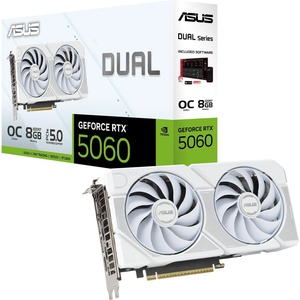 ASUS GeForce RTX 5060 Dual OC White 8GB GDDR7 128bit (DUAL-RTX5060-O8G-WHITE/90YV0N15-M0NA00) Видео карти