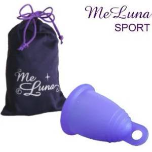 Me Luna Менструална чашка Me Luna размер L плюс 10 таблетки за стерилизация Спорт (Sport) Пръстен Синьо - лилав