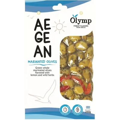 Olymp Зелени маслини Olymp с костилки в марината с лимон и билки 250гр