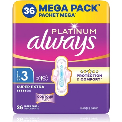 Always Platinum Super Extra Size 3 санитарни кърпи с крилца 36 бр