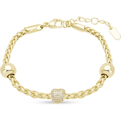 Biju Elegantní pozlacený náramek s ozdobnou kuličkou z čirých zirkonů 3045 2003045