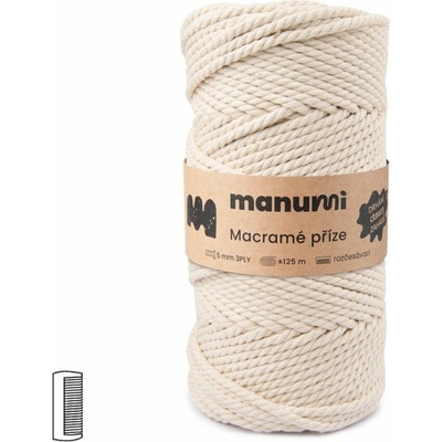 Manumi Macramé priadza stáčaná 3PLY 5mm natural - 1 ks