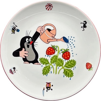 Thun 1794 Dětský porcelánový talíř mělký Krtek a jahody I 210 mm, THUN 1794