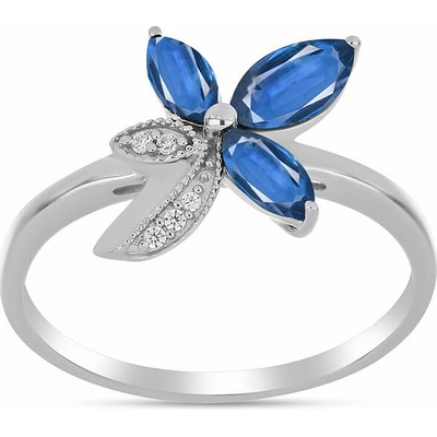 Nefertitis Prsten stříbrný s broušeným modrým kyanitem a zirkony 026097 BK