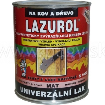 LAZUROL Syntetický lak na kov a drevo S 1002/0001 matný, 4l